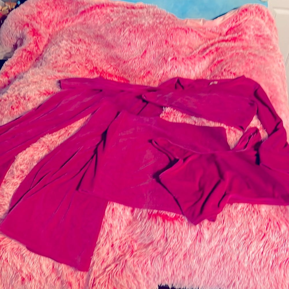 4pc hot pink cordaroy velvety set